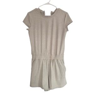 FLX Women's Tan Heathered Jersey Knit Short Sleeve Romper Size S